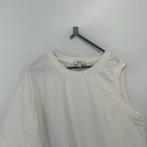 Agolde Della Asymmetric T-Shirt In White - Picture 2 of 8